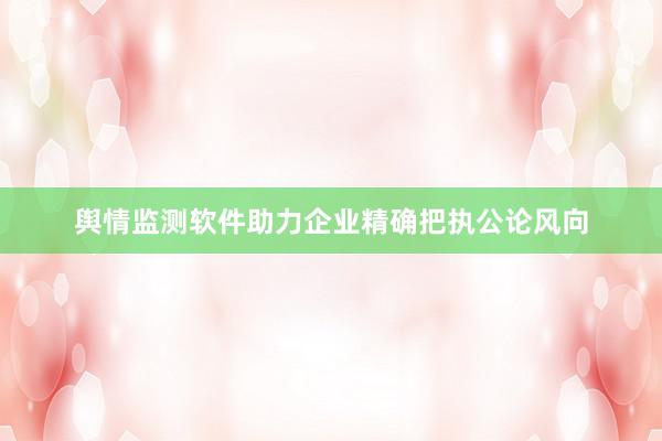 舆情监测软件助力企业精确把执公论风向
